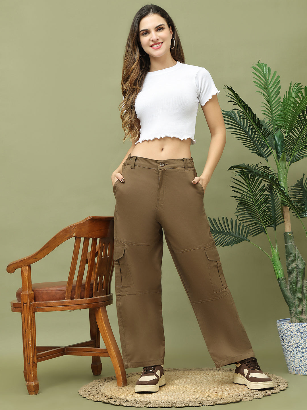 Brown High-Rise Utility Cargo