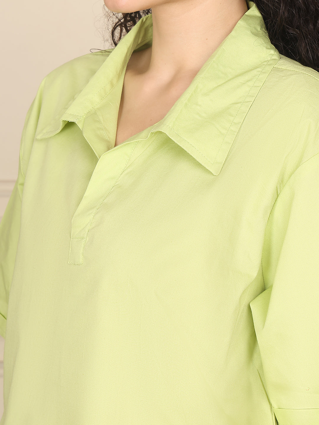 Lime Poplin Shorts Set