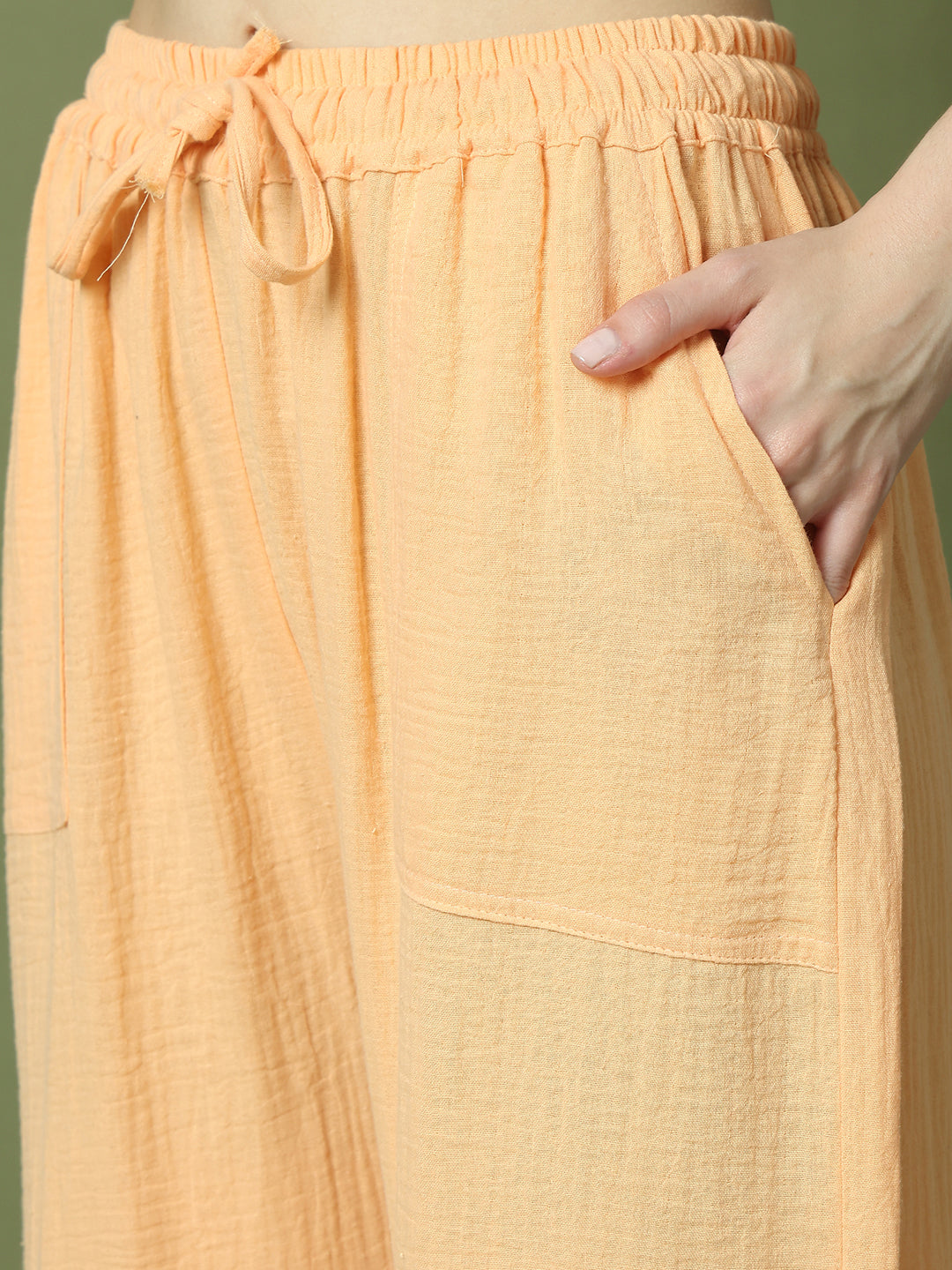 Peach Orange Double Cloth Cotton Lounge Pant