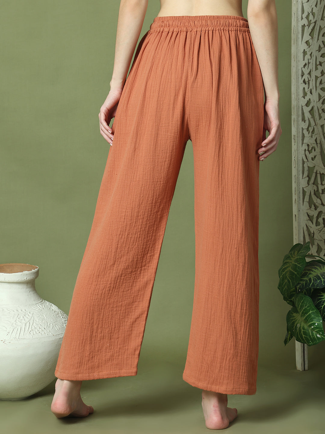 Rust Orange Double Cloth Cotton Lounge Pant