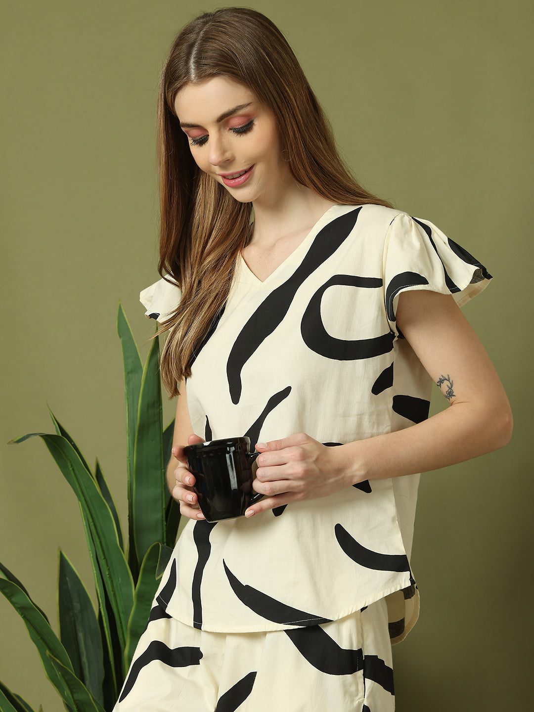 White Boomerang Cotton Lounge Set