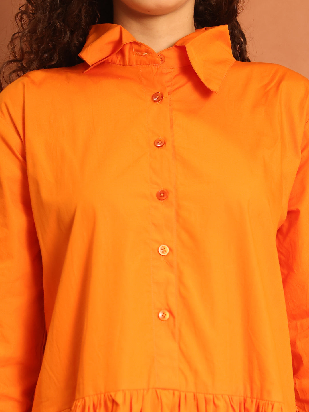Orange Sunset Cotton Shirt Dress