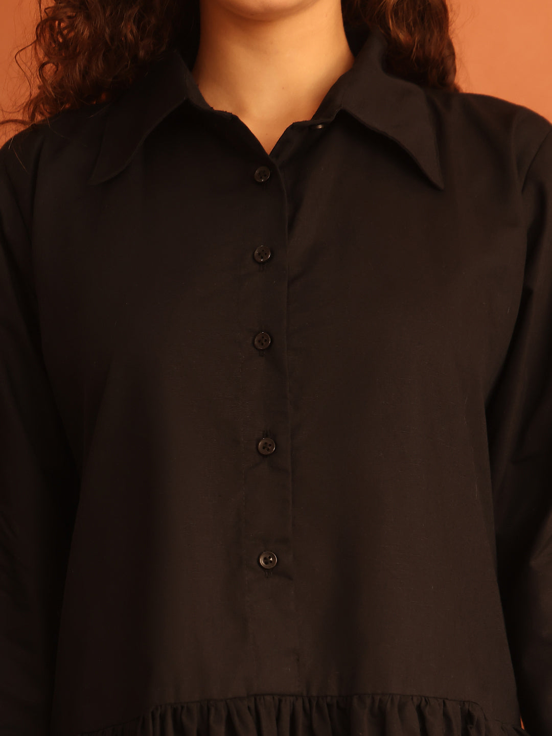 Midnight Twirl Cotton Shirt Dress