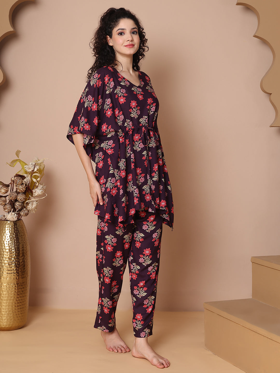 Purple Boota Rayon Kaftan