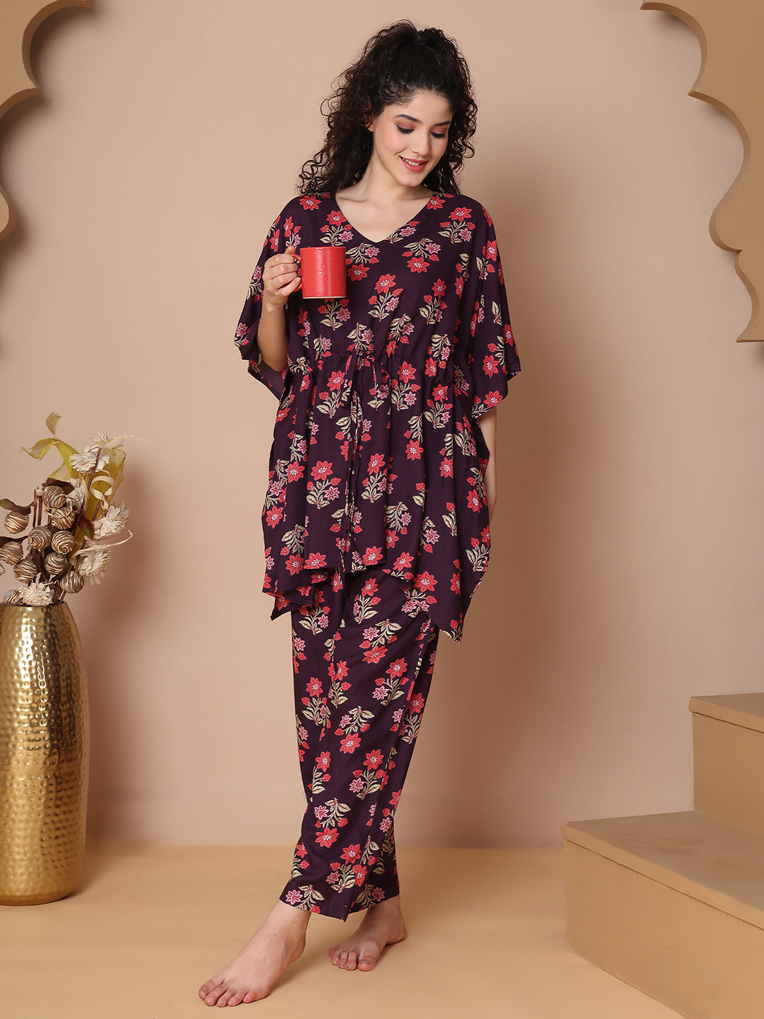 Purple Boota Rayon Kaftan