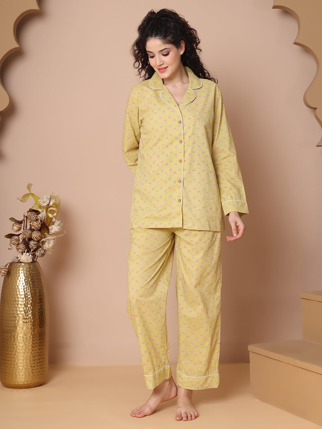 Nimbu Collar Night Suit