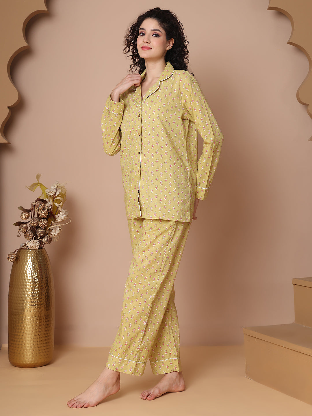 Nimbu Collar Night Suit