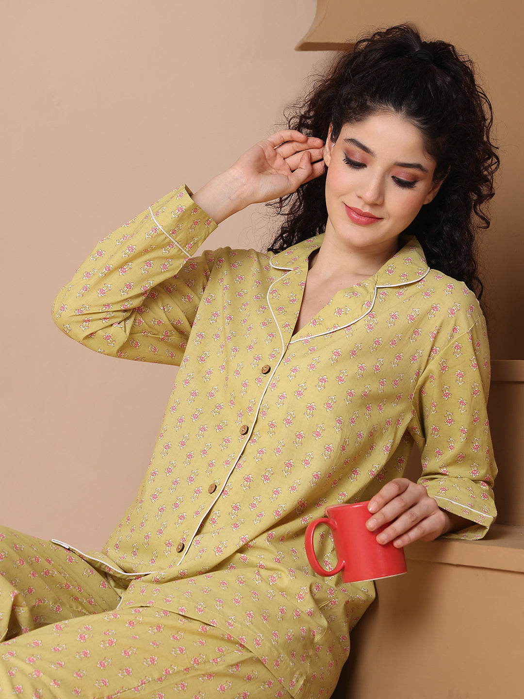 Nimbu Collar Night Suit