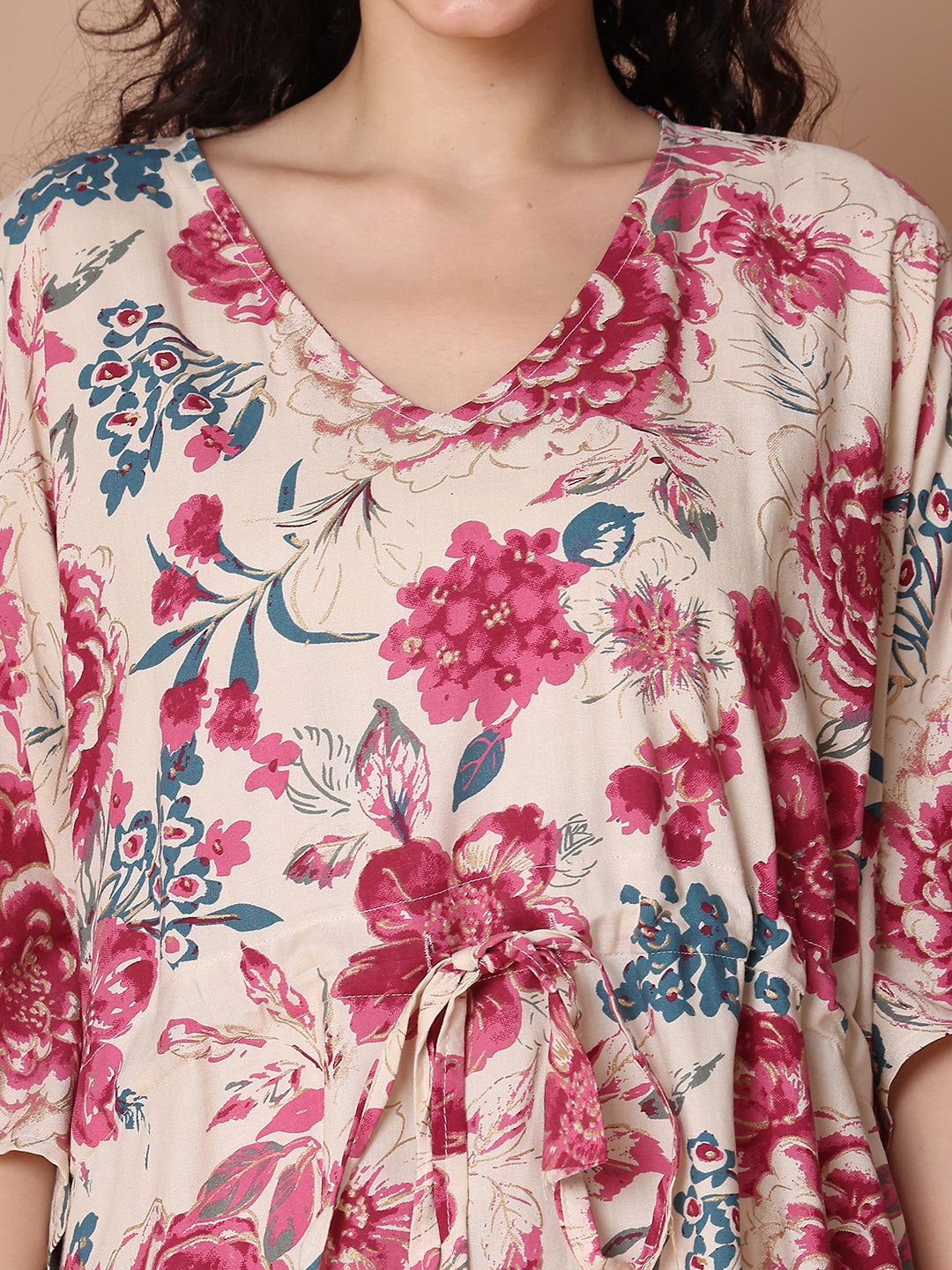 White Garden Rayon Kaftan