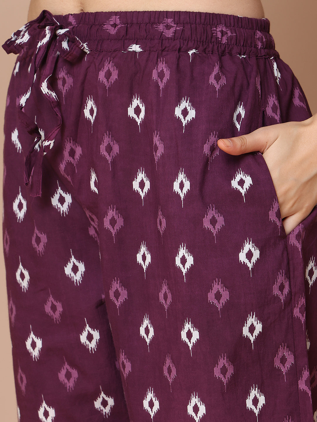 Purple Ikkat Cotton Kaftan