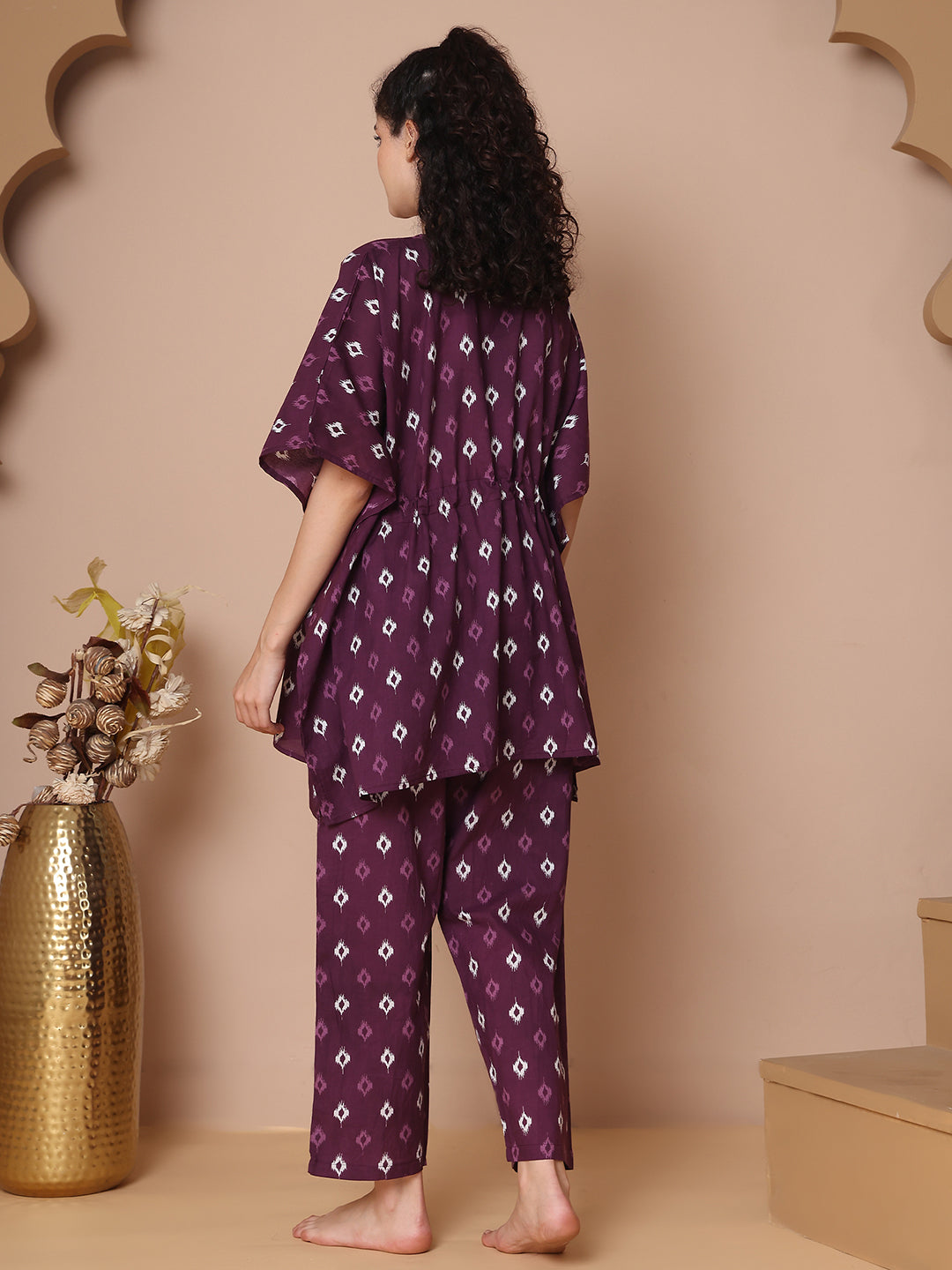 Purple Ikkat Cotton Kaftan