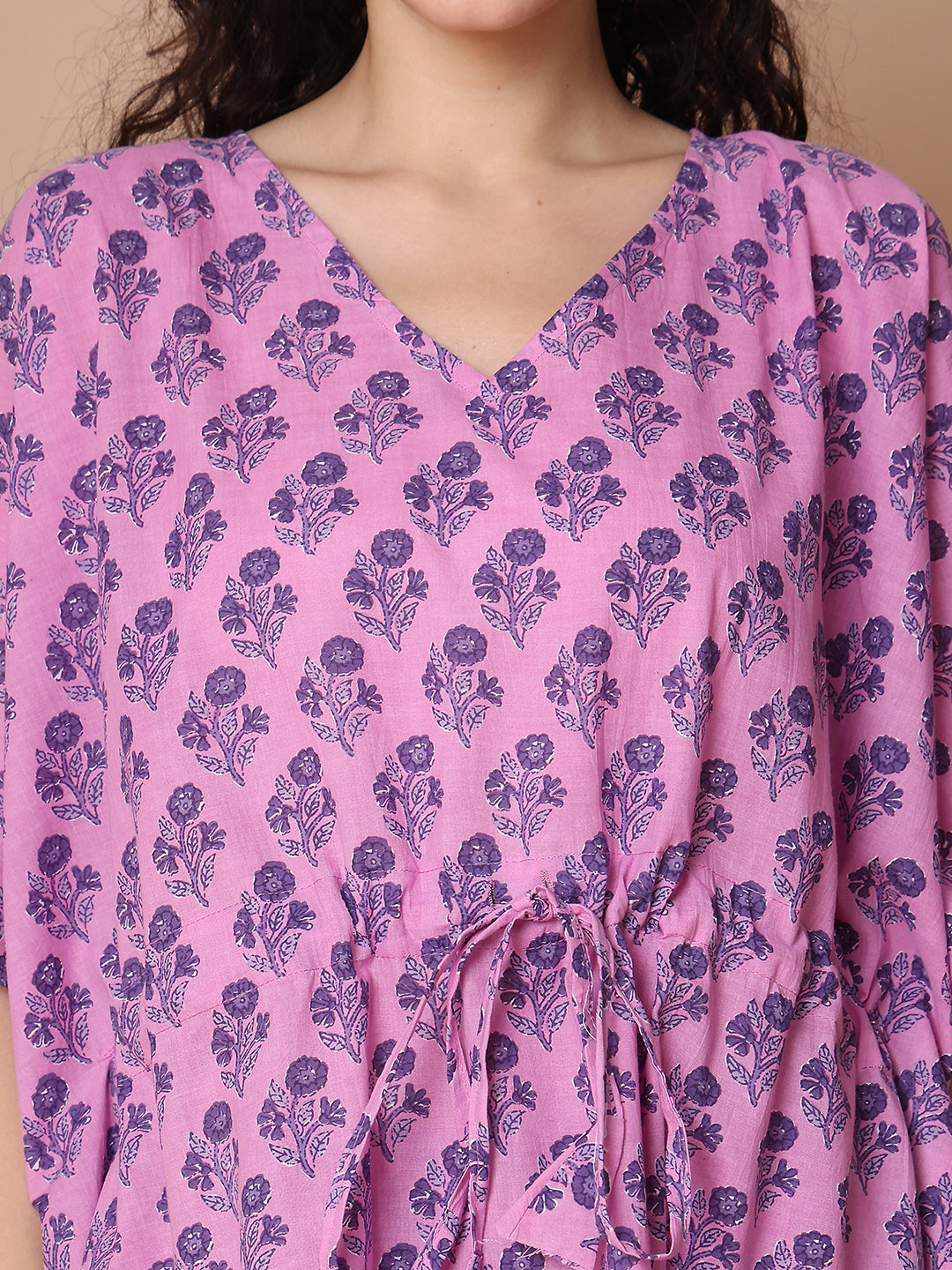 Lavender Booti Motif Cotton Kaftan