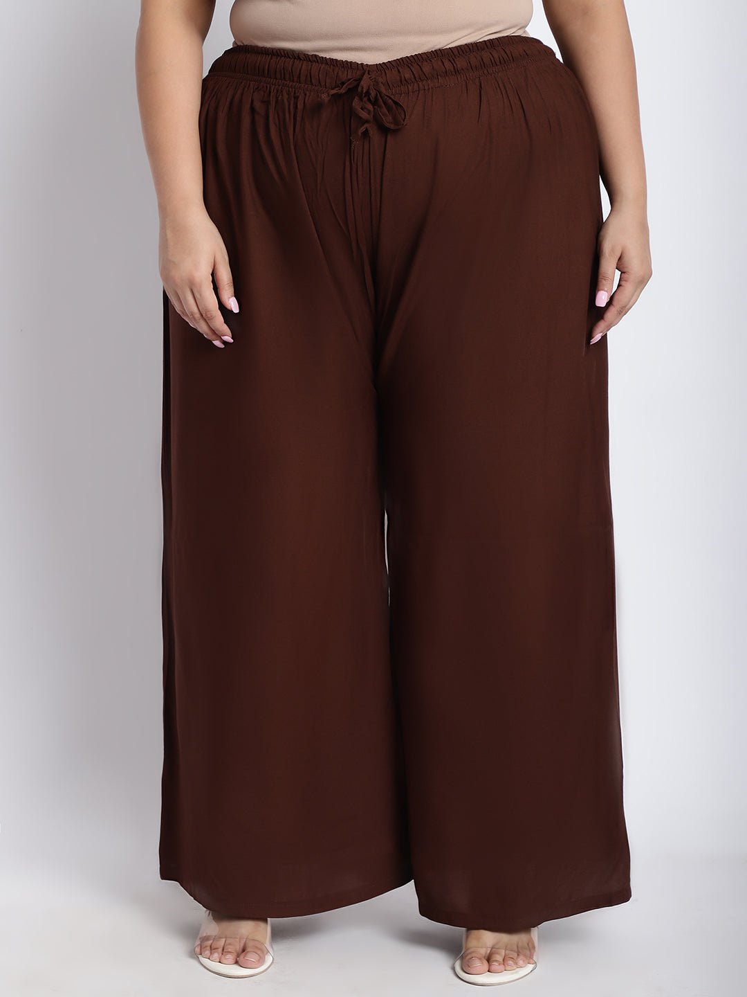 Brown Rayon Plus Palazzo