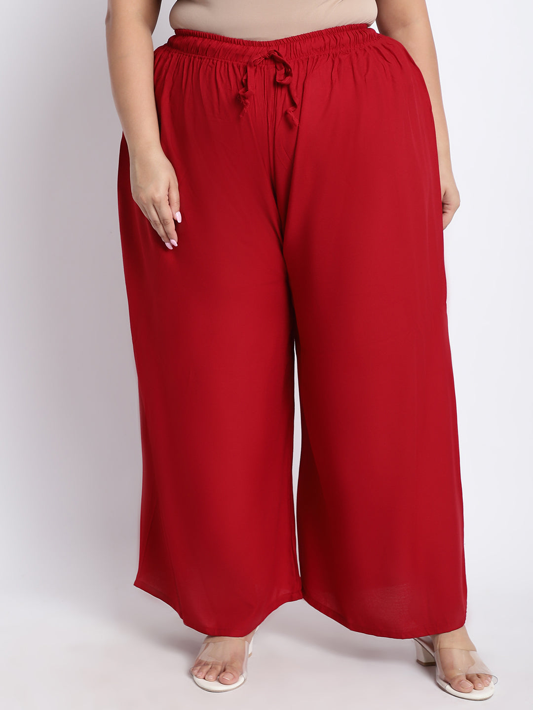 Maroon Rayon Plus Palazzo