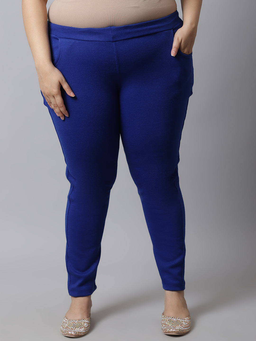 Royal Blue Woolen Plus Pocket Pant