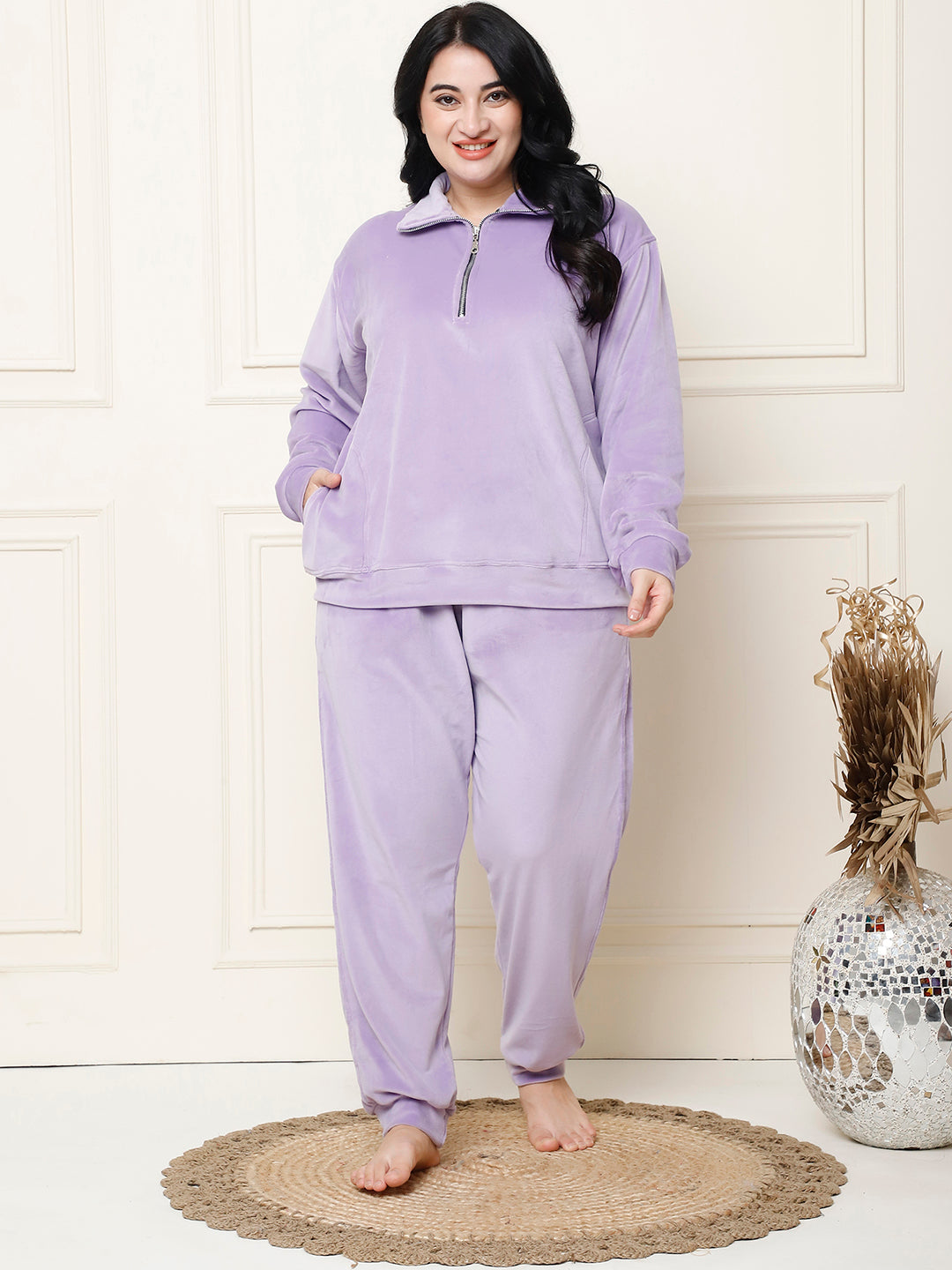 Lavender Velvet Zip Lounge Set