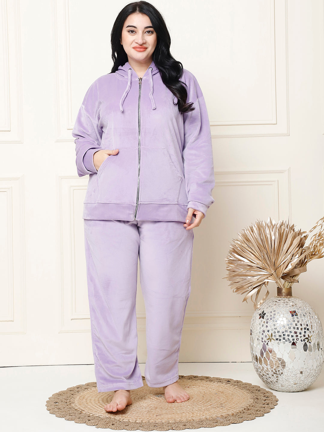 Lavender Velvet Hoodie Lounge Set