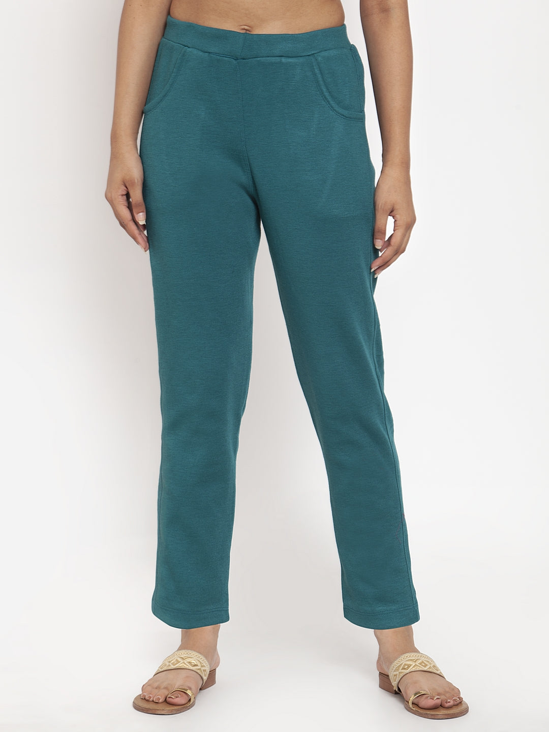 Turquoise Blue Woolen Pocket Pant