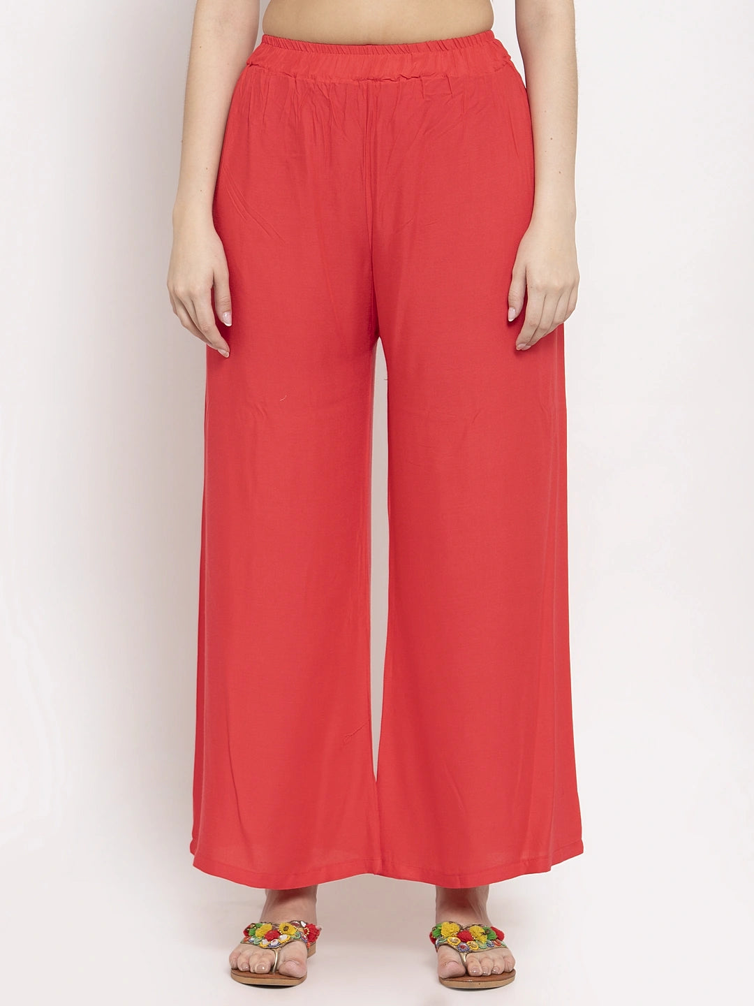 Strawberry Pink Solid Rayon Palazzo