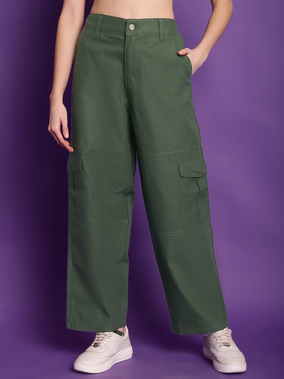 Bottle Green High-Rise Utility Cargos