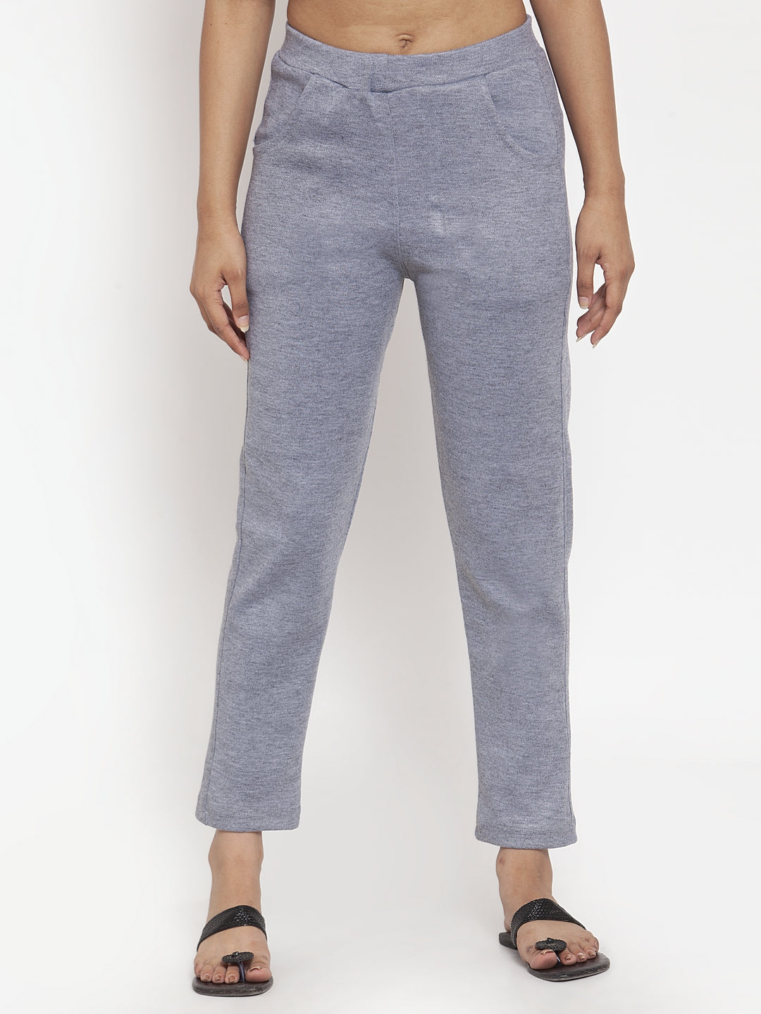 Light Grey Woolen Pocket Pant