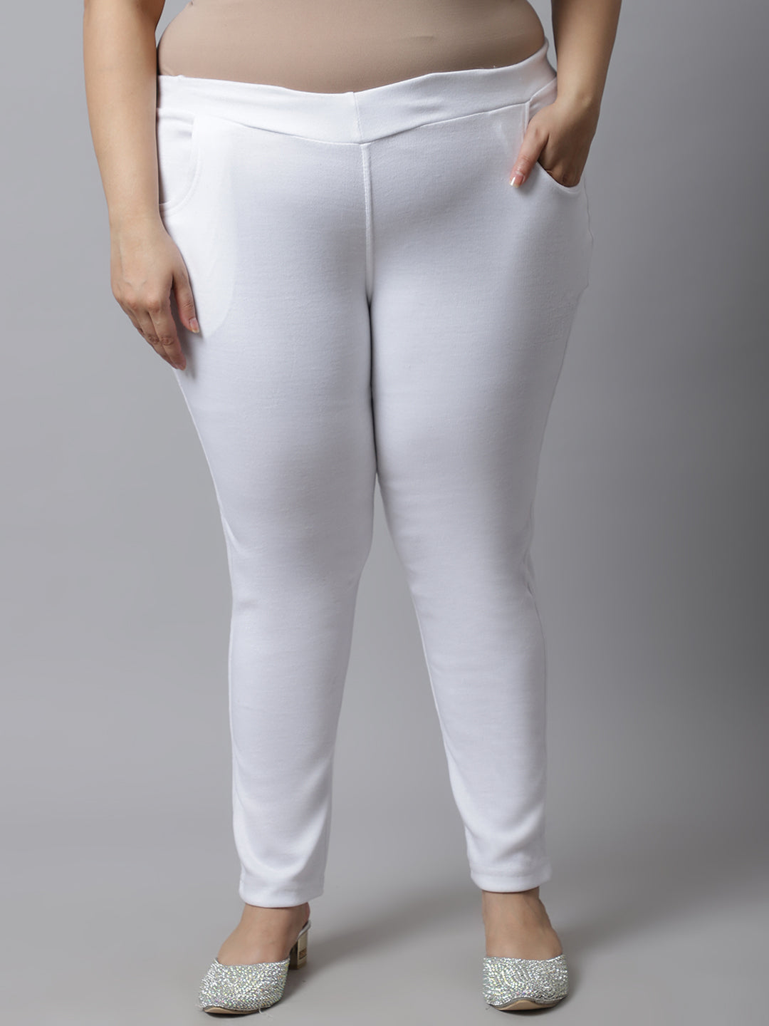 White Woolen Plus Pocket Pant