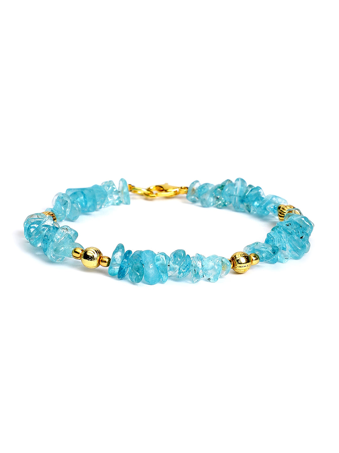 Blue Topaz Golden Charms Chain Bracelet