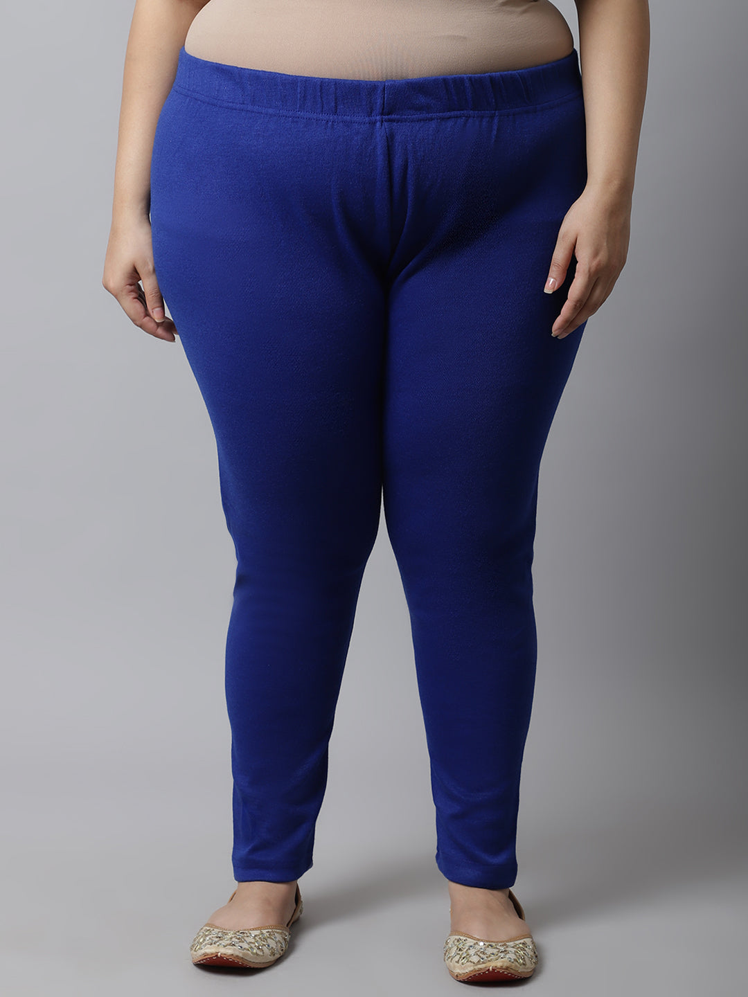 Royal Blue Woolen Ankle-Length Plus Legging