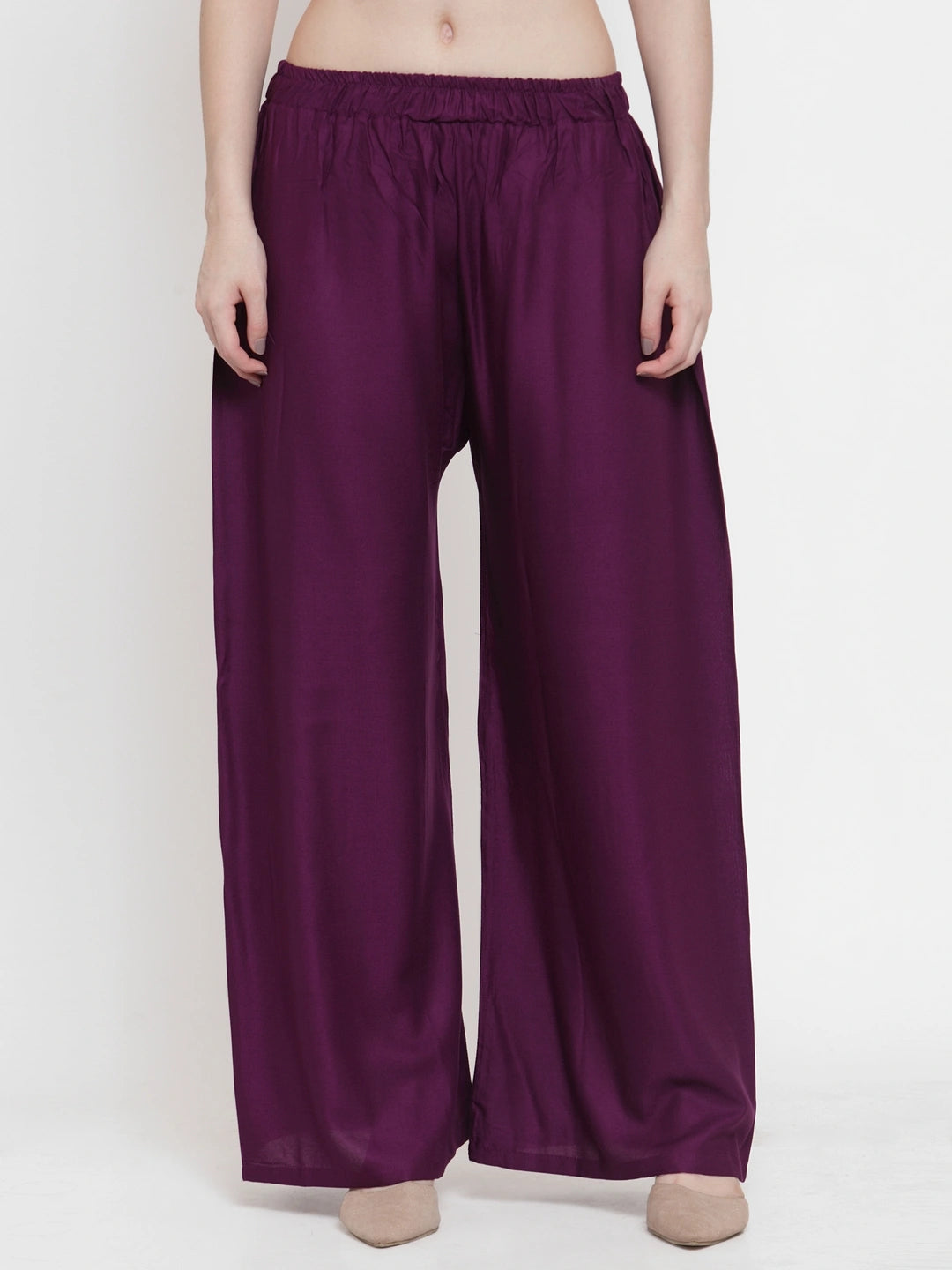 Purple Solid Rayon Palazzo