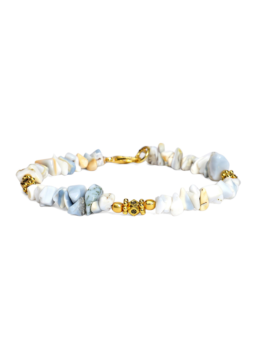 Blue Lace Agate Golden Charm Bracelet