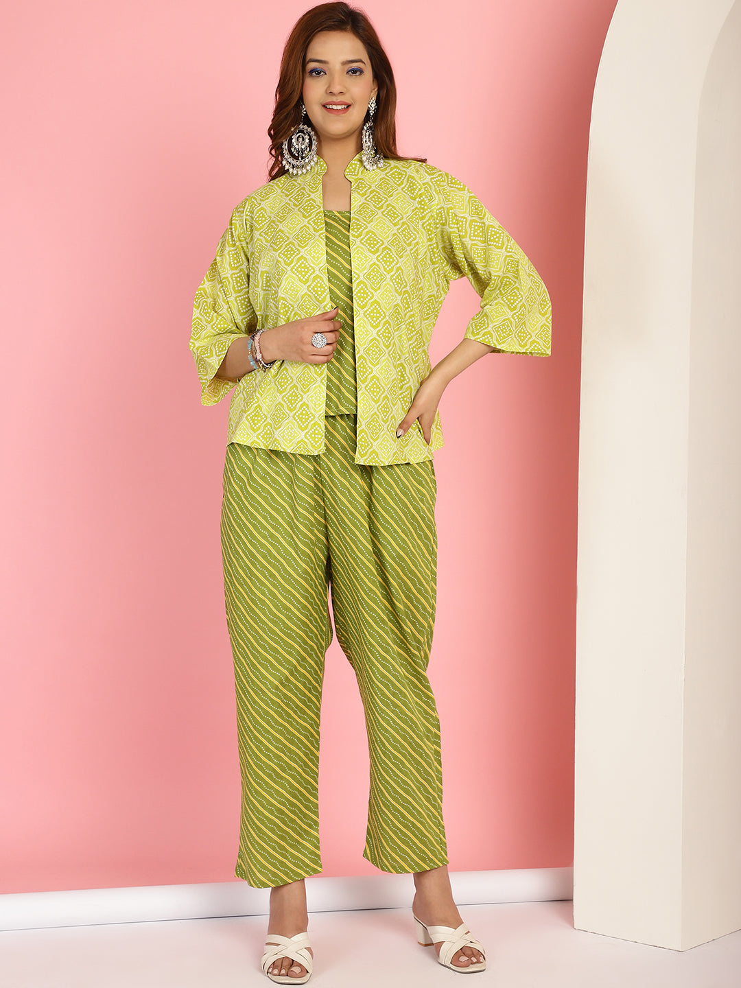 Green Bandhani Leheriya Co-Ord Set