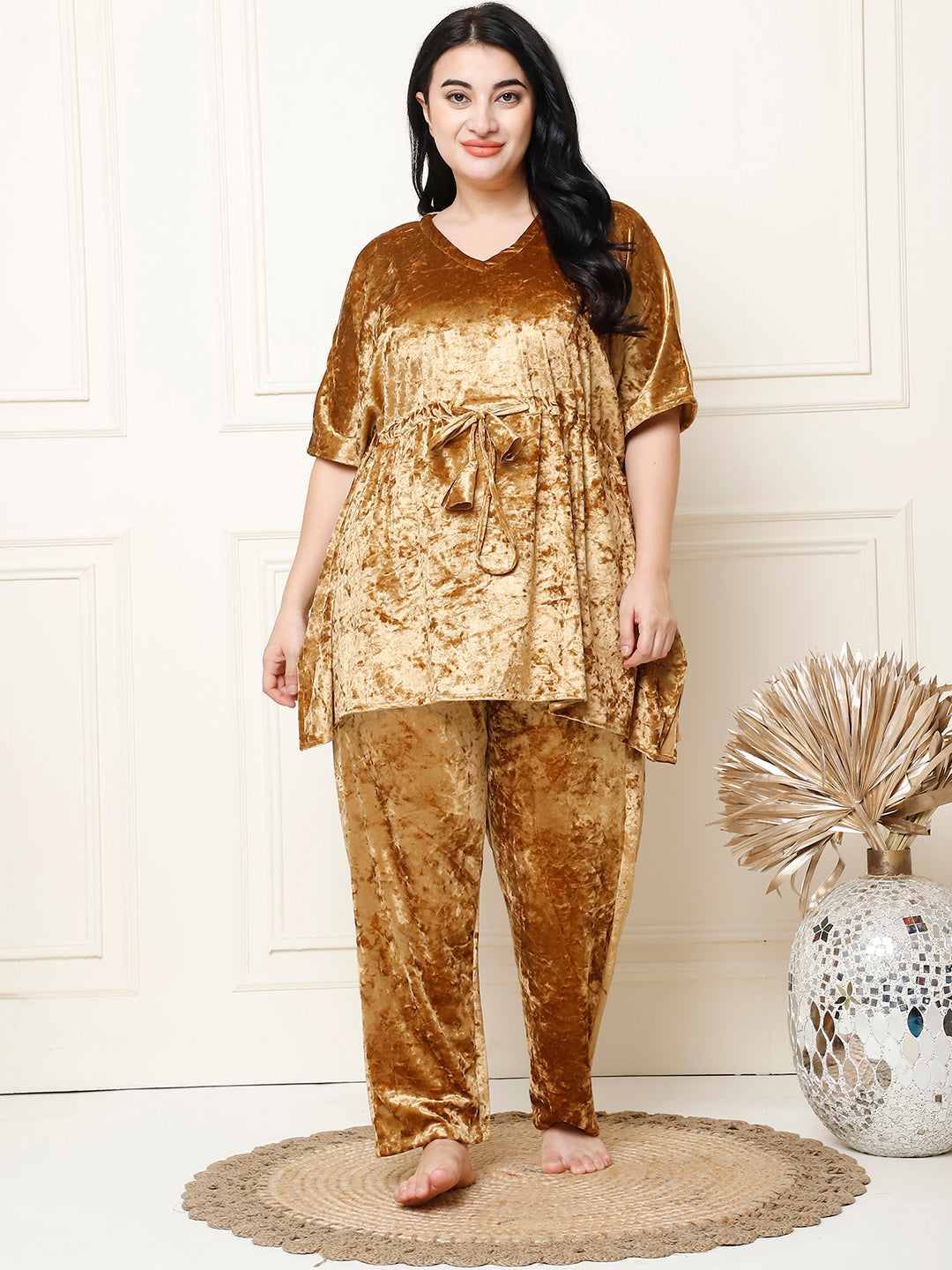 Golden Ice Velvet Kaftan Lounge Set