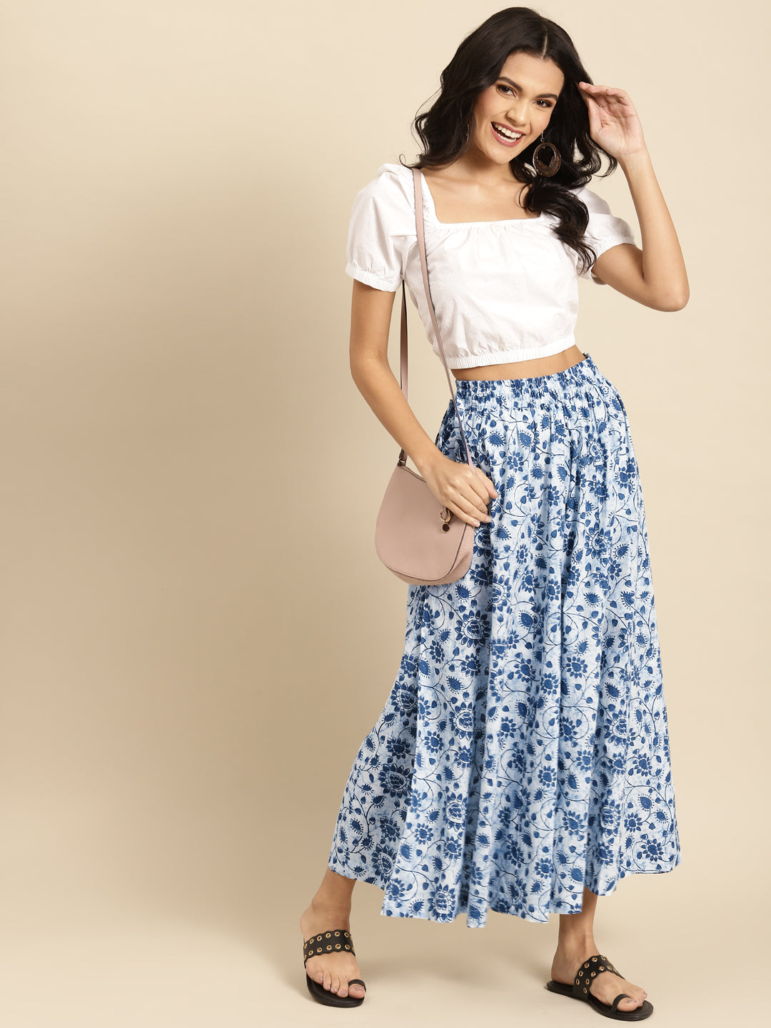 White Jaal Cotton Kali Palazzo