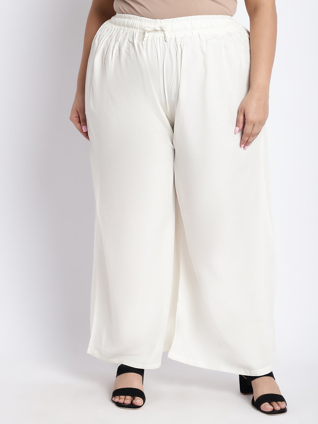 Off White Rayon Plus Palazzo