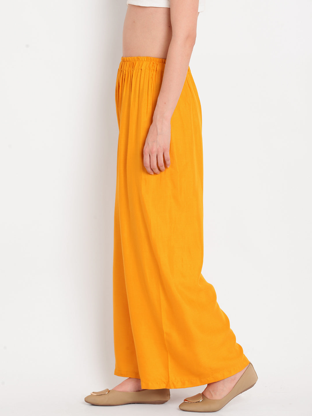 Mustard Solid Rayon Palazzo