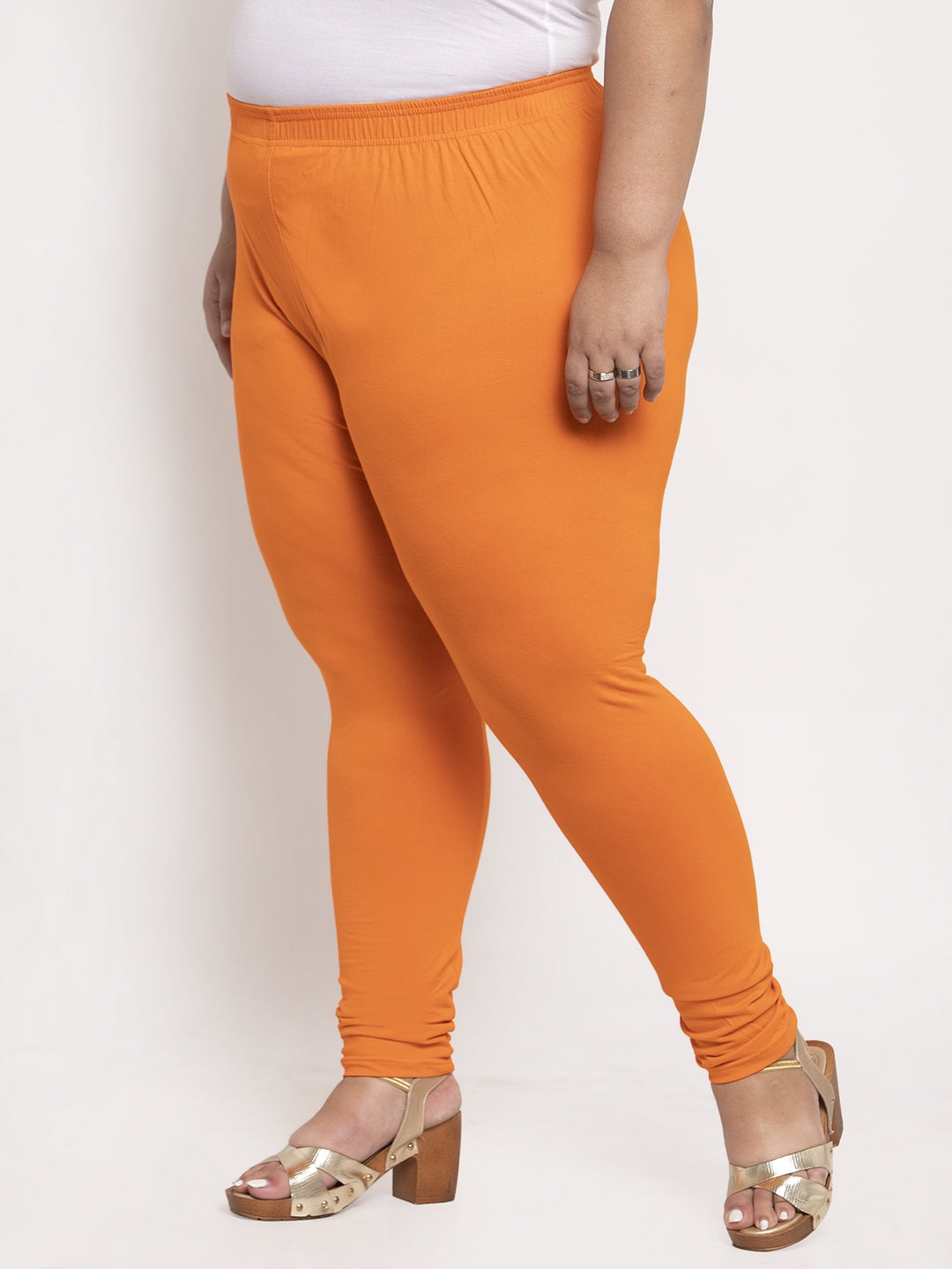 Orange Ankle Length Plus Legging