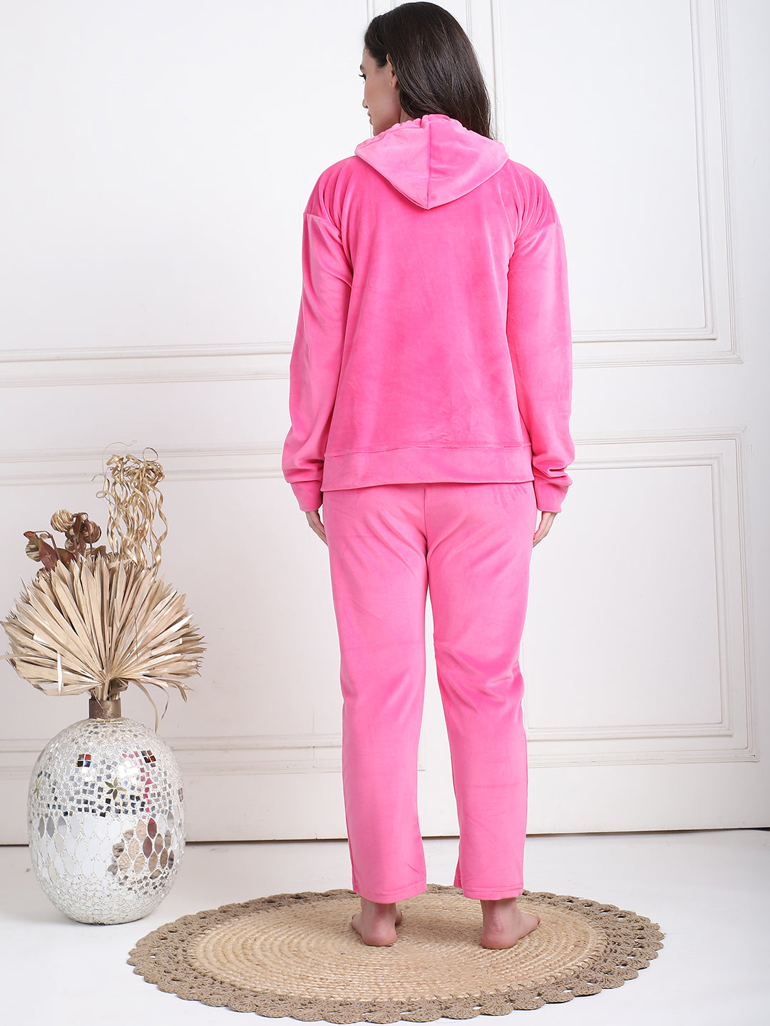 Pink Velvet Hoodie Lounge Set
