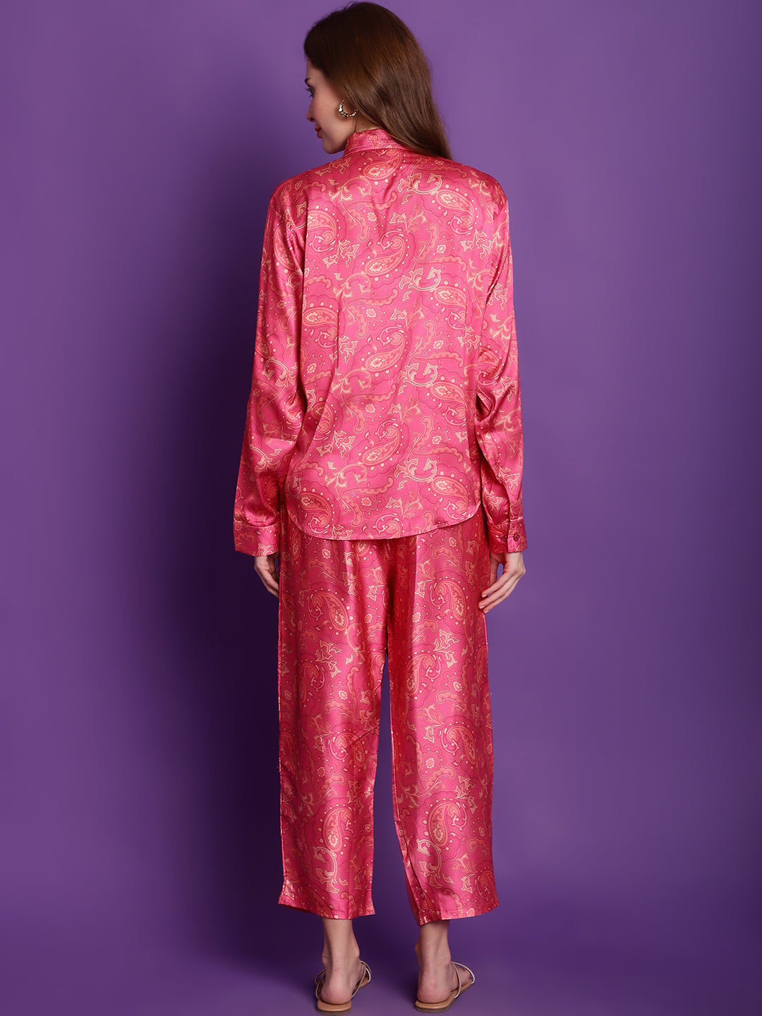 Pink Paisley Satin Co-Ord Set