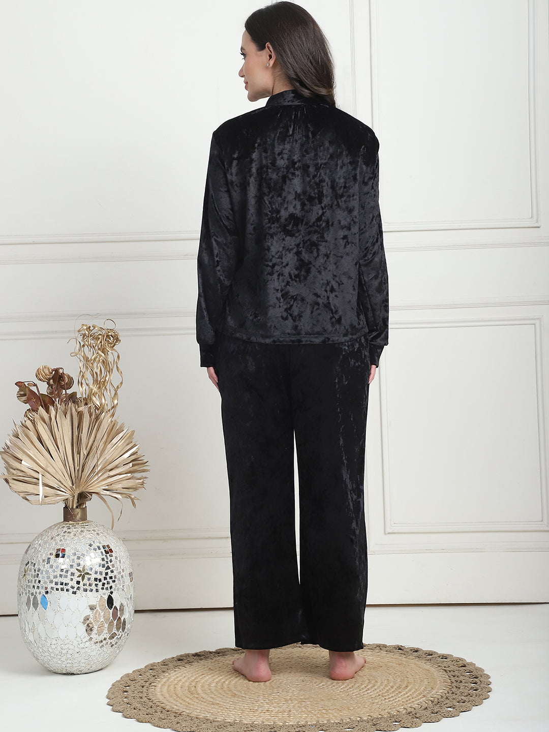 Metallic Black Ice Velvet Lounge Set