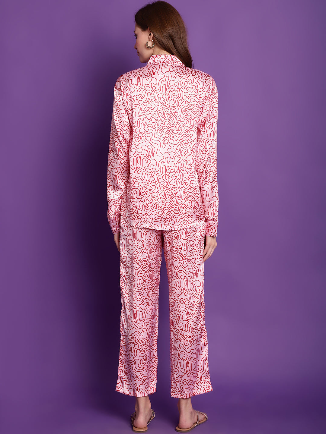Light Pink Swirl Satin Co-Ord Set