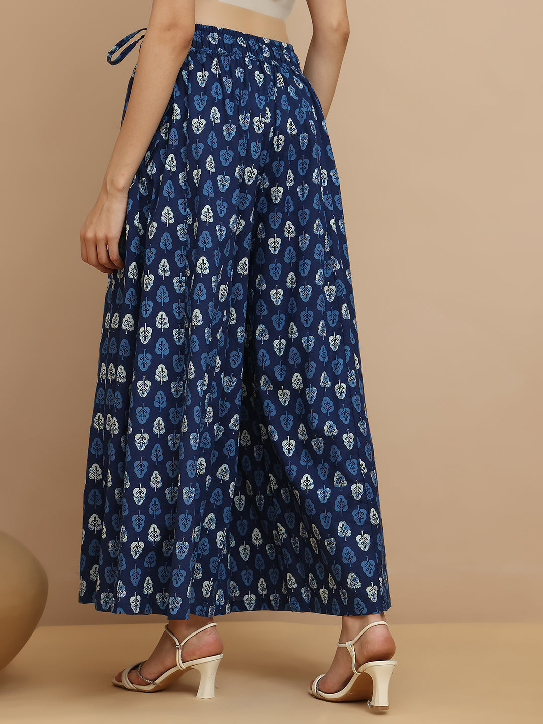 Patra Kali Indigo Cotton Palazzo