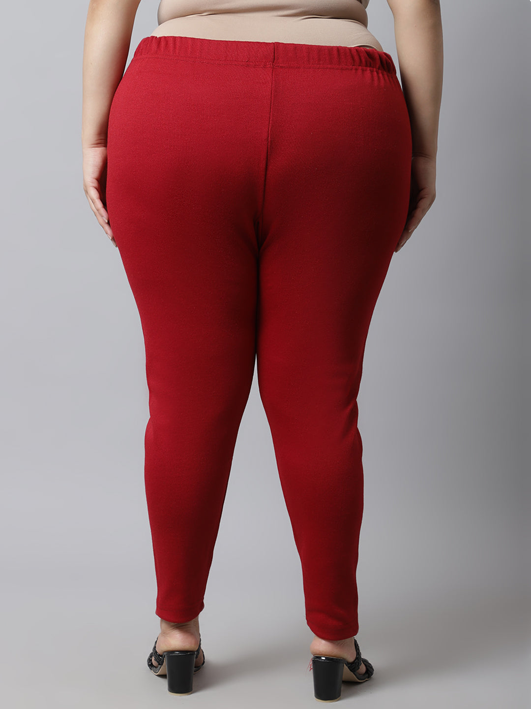 Maroon Woolen Ankle-Length Plus Legging