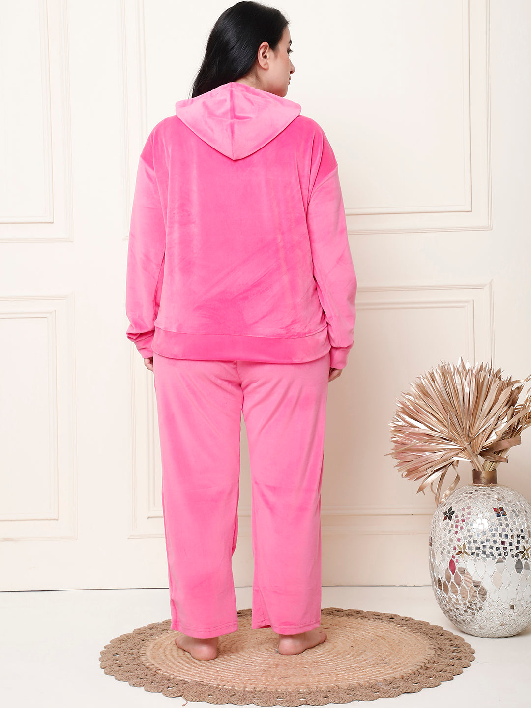 Pink Velvet Hoodie Lounge Set