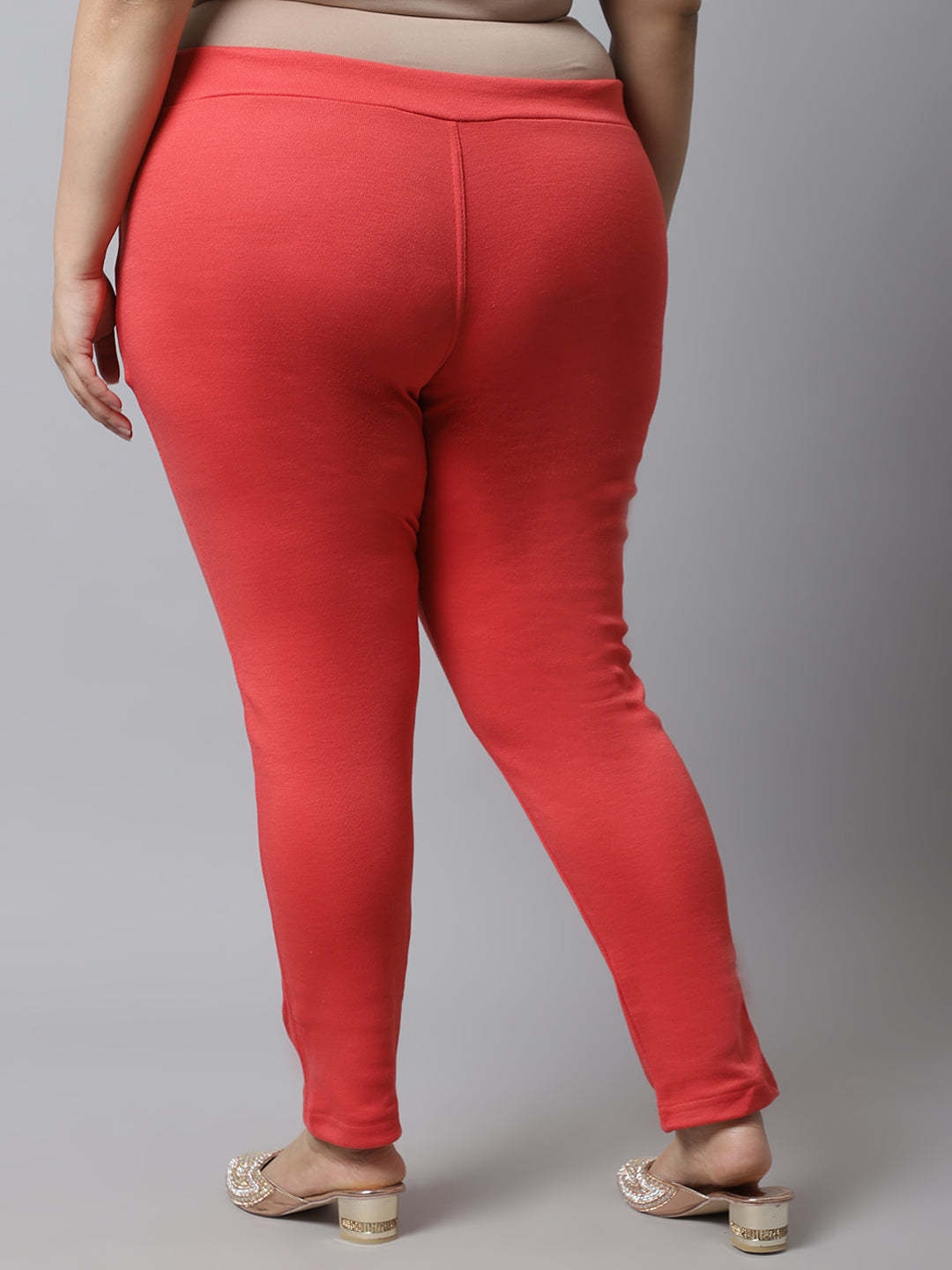 Coral Pink Woolen Plus Pocket Pant