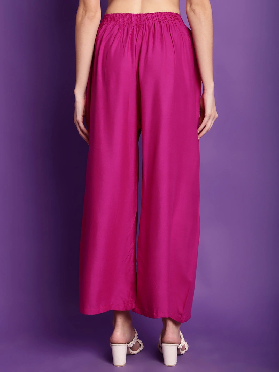 Magenta Solid Rayon Palazzo