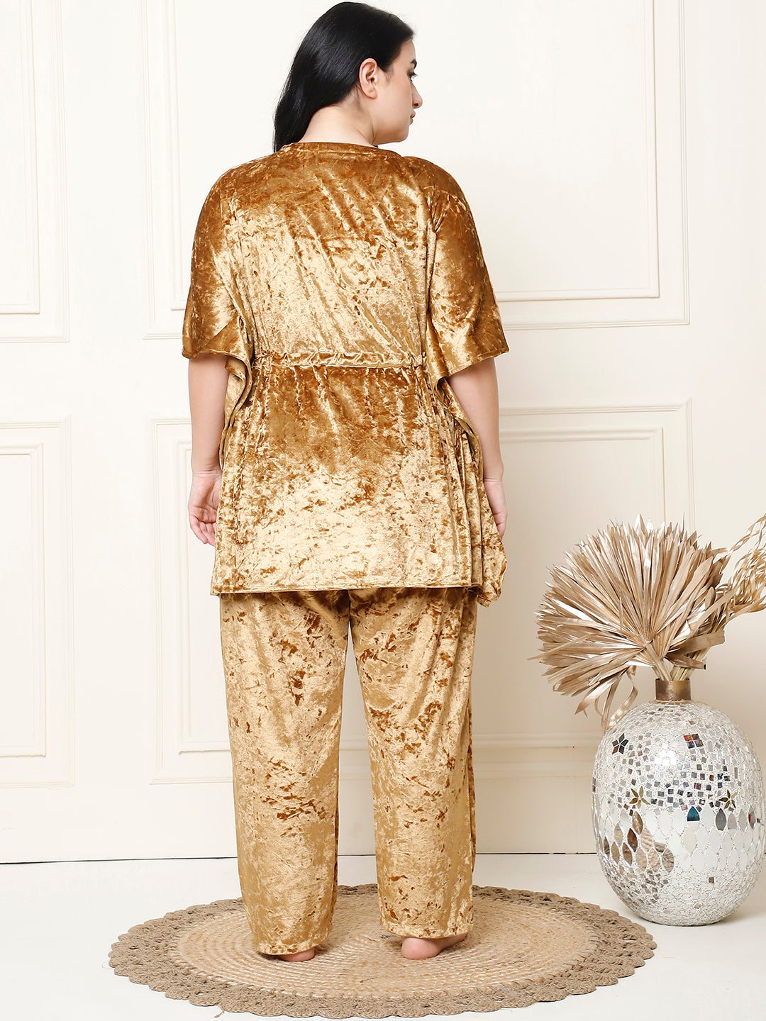 Golden Ice Velvet Kaftan Lounge Set