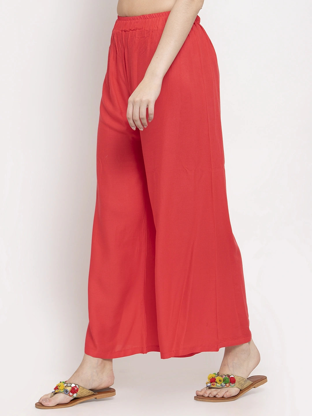 Strawberry Pink Solid Rayon Palazzo