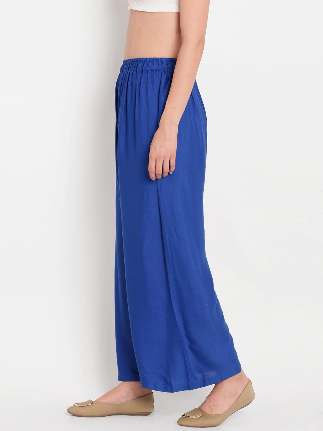 Royal Blue Solid Rayon Palazzo