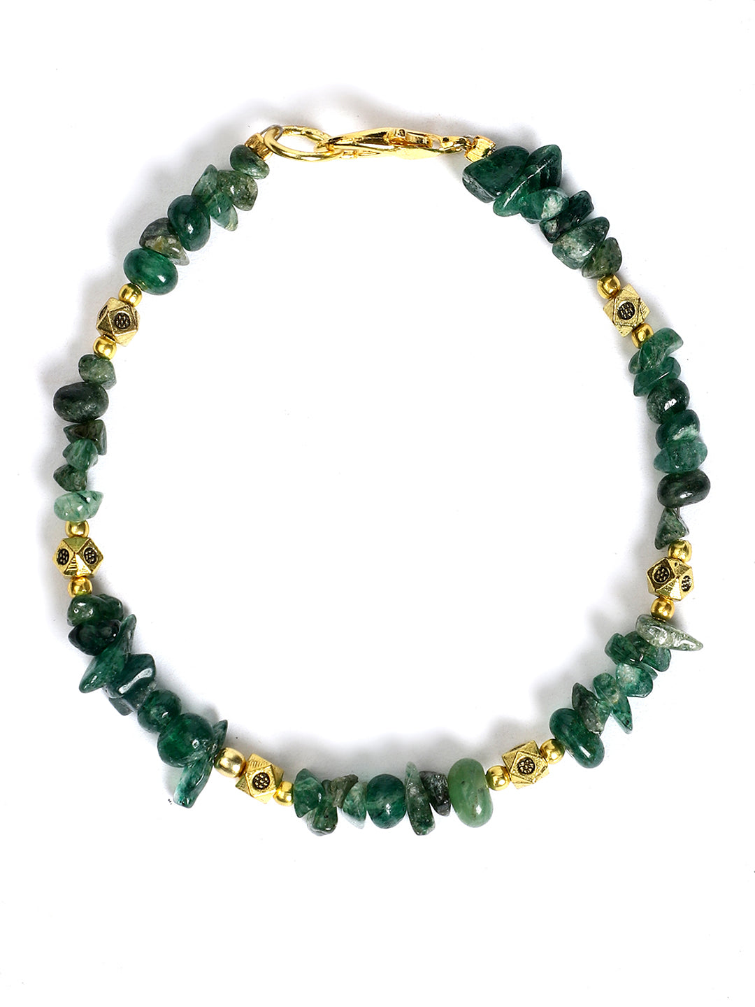 Green Aventurine Gold Charms Bracelet
