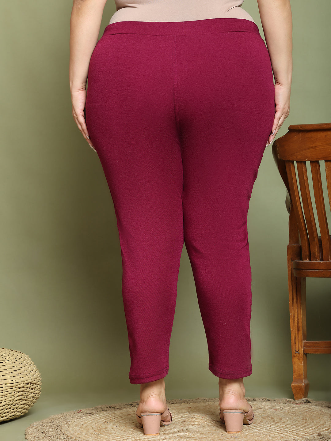 Wine Woolen Plus Pocket Pant